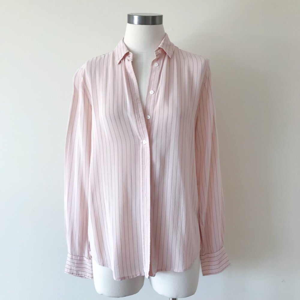Joe pink silk blouse silk shirt striped button down shirt